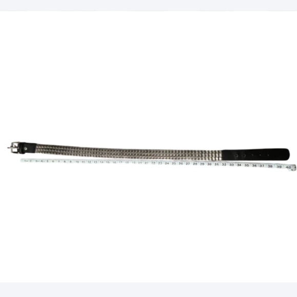 Y2K Black Manmade Grunge Style Leather Studded Belt main image 2